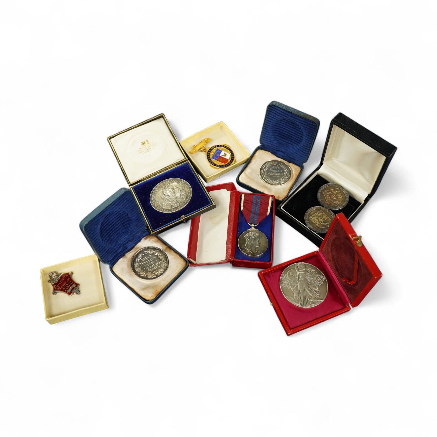A collection of silver and other medals to include Elizabeth II Coronation medal
